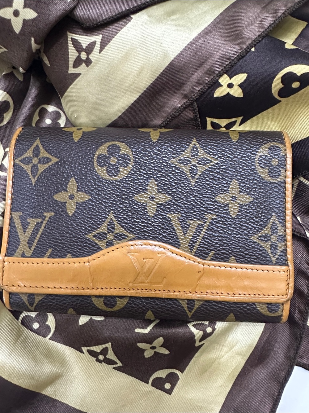 Louis Vuitton Monogram Trifold Wallet in Brown and Tan